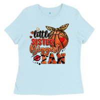 Baby Blue little sister biggest fan basketball Ladies Tee - FaDigitalArtStudio