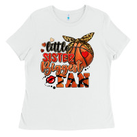 White little sister biggest fan basketball Ladies Tee - FaDigitalArtStudio