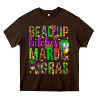 Chocolate Brown Bead up bitches it's Mardi Gras Heavy Core Tee - HowdyJamesFarm