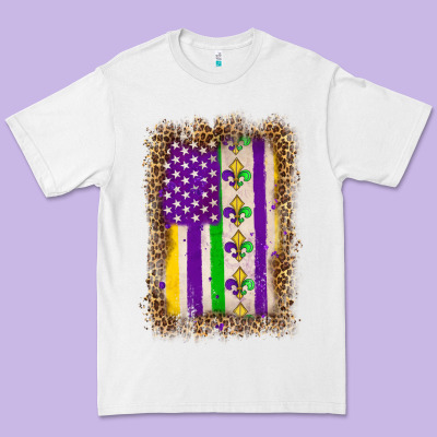 Mardi Gras Usa Flag Leopard Premium Tee Designed By Oliviacreatesart
