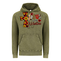 Vintage Olive Jesus is My Valentine Cross Vintage Hoodie - CowhideDigitalArt