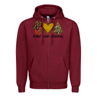 Burgundy peace love christmas Zipper Hoodie - JahusDesignShop