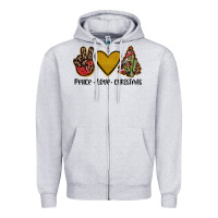 Heather Grey peace love christmas Zipper Hoodie - JahusDesignShop