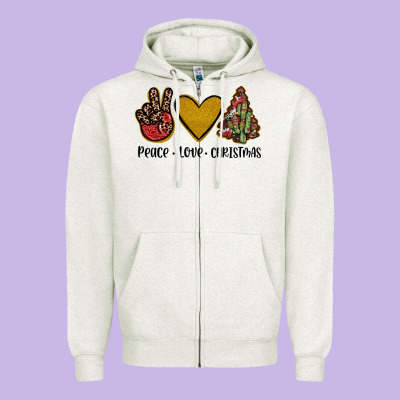 Peace Love Christmas Zipper Hoodie Designed By Jahusdesignshop