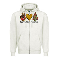 Oatmeal Heather peace love christmas Zipper Hoodie - JahusDesignShop