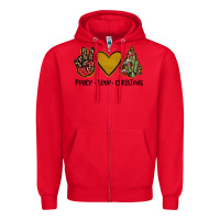 Red peace love christmas Zipper Hoodie - JahusDesignShop