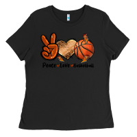 Black Peace Love Basketball Ladies Tee - FaDigitalArtStudio
