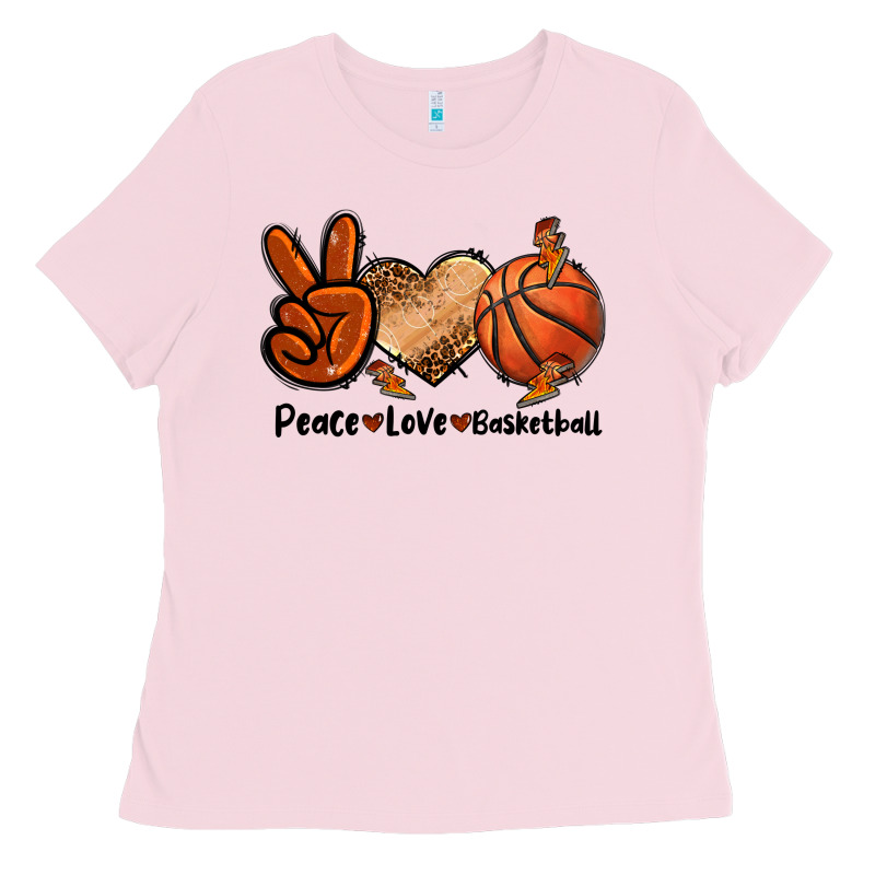 Peace Love Basketball Ladies Tee by FaDigitalArtStudio | Teevron