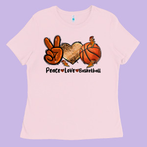 Peace Love Basketball Ladies Tee Designed By Fadigitalartstudio