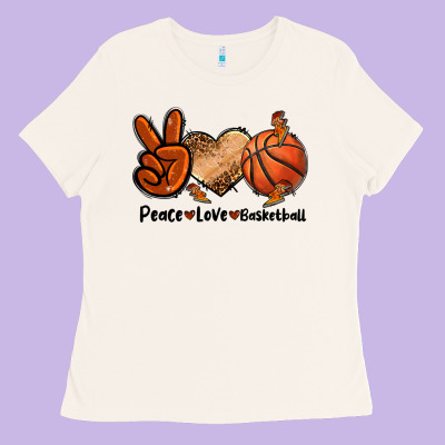 Peace Love Basketball Ladies Tee Designed By Fadigitalartstudio