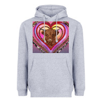 Heather Grey highland cow valentine's day Heavyweight Hoodie - RanaPortraitStore
