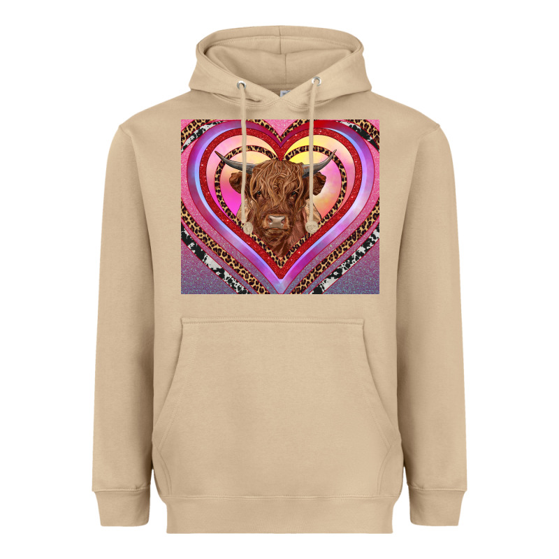 Highland Cow Valentine's Day Heavyweight Hoodie by RanaPortraitStore | Teevron