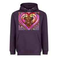 Plum highland cow valentine's day Heavyweight Hoodie - RanaPortraitStore