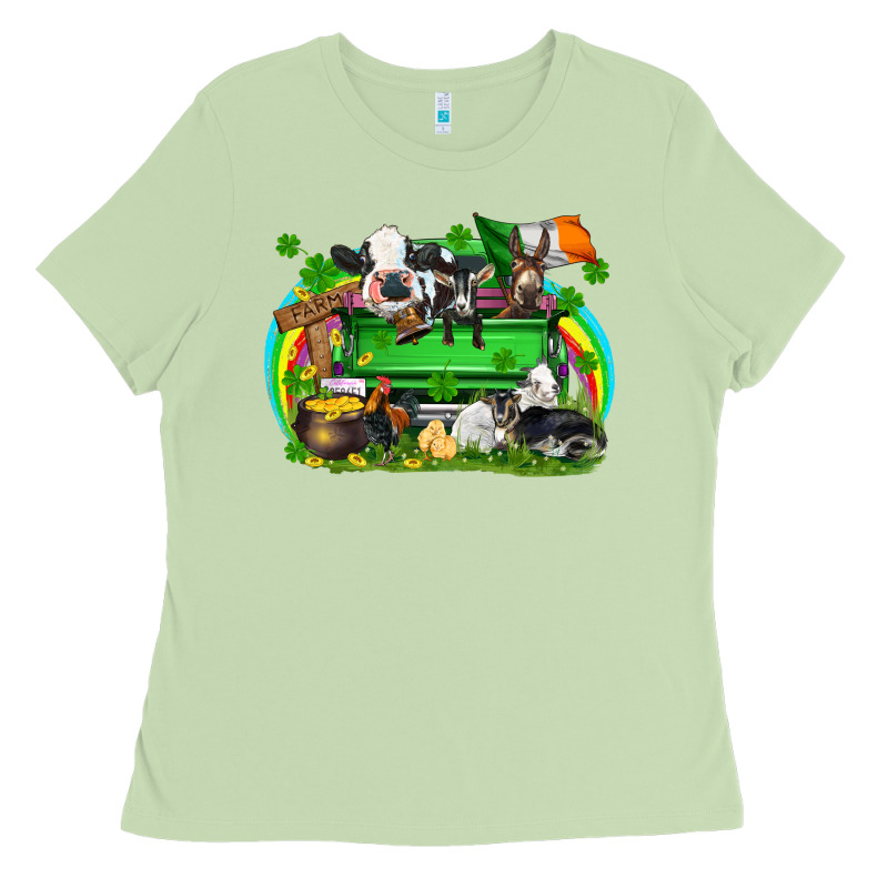 St. Patrick's Day Farm Animal Truck Ladies Tee by FaDigitalArtStudio | Teevron