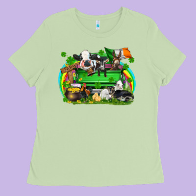 St. Patrick's Day Farm Animal Truck Ladies Tee Designed By Fadigitalartstudio