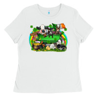 White St. Patrick's Day farm animal truck Ladies Tee - FaDigitalArtStudio