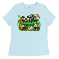 Baby Blue St. Patrick's Day farm animal truck Ladies Tee - FaDigitalArtStudio