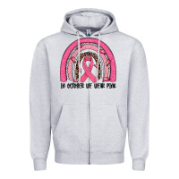 Heather Grey in october we wear pink rainbow Zipper Hoodie - JahusDesignShop