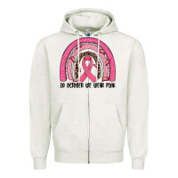 Oatmeal Heather in october we wear pink rainbow Zipper Hoodie - JahusDesignShop