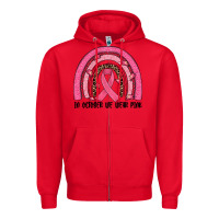 Red in october we wear pink rainbow Zipper Hoodie - JahusDesignShop