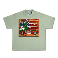 Oil Green christmas truck with american flag Urban Heavy Tee - Jasminsmagicworld
