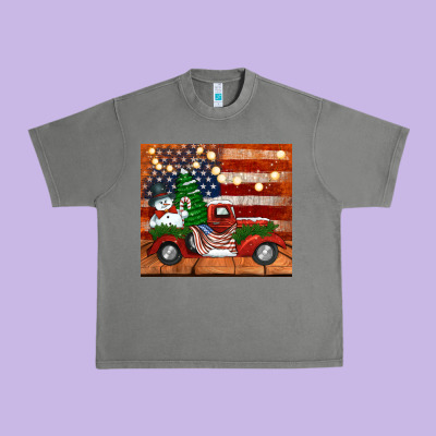 Christmas Truck With American Flag Urban Heavy Tee Designed By Jasminsmagicworld