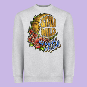 Stay Wild Moon Child Heavyweight Sweatshirt Designed By Jahusdesignshop