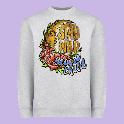 Stay Wild Moon Child Heavyweight Sweatshirt Designed By Jahusdesignshop