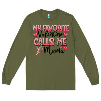 Army Green love message with cupid and hearts Long Sleeve Tee - CowhideDigitalArt