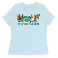 Baby Blue peace love bull skull bbs Ladies Tee - BundleAndBundleShop