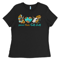 Black peace love bull skull bbs Ladies Tee - BundleAndBundleShop