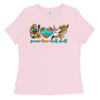 Bubblegum Pink peace love bull skull bbs Ladies Tee - BundleAndBundleShop
