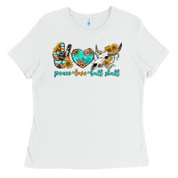 Peace Love Bull Skull Bbs Ladies Tee | Teevron