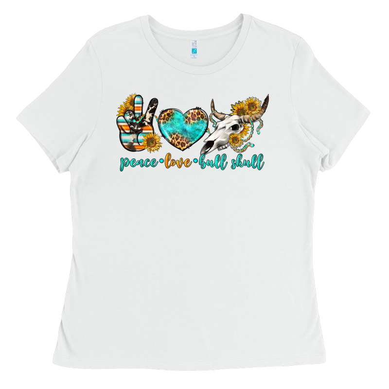 Peace Love Bull Skull Bbs Ladies Tee by BundleAndBundleShop | Teevron