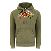 Vintage Olive Maryland Crab State Pride Flag Vintage Hoodie - maiPhamDesign