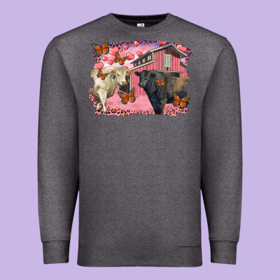 Valentine's Day Barn And Black Angus With Charolais Premium Sweatshirt Designed By Ranaportraitstore