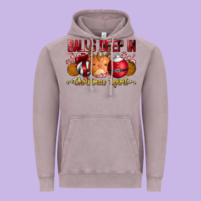 Balls Deep In Christmas Spirit Vintage Hoodie Designed By Cowhidedigitalart