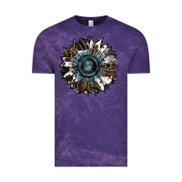 Cloud Purple cowhide leopard and  leather sunflower Vintage Tee - RanaPortraitStore