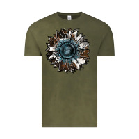 Vintage Olive cowhide leopard and  leather sunflower Vintage Tee - RanaPortraitStore