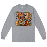 Heather Grey Melanin leopard frame mama Mother's Day Long Sleeve Tee - LillyAllenDesigns