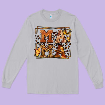 Melanin Leopard Frame Mama Mother's Day Long Sleeve Tee Designed By Lillyallendesigns