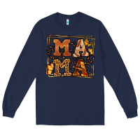 Navy Melanin leopard frame mama Mother's Day Long Sleeve Tee - LillyAllenDesigns