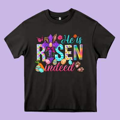 He Is Risen Indeed Happy Easter Day Heavy Core Tee Designed By Howdyjamesfarm