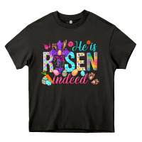 Asphalt He is risen indeed Happy Easter Day Heavy Core Tee - HowdyJamesFarm
