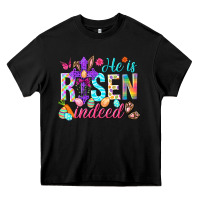 Black He is risen indeed Happy Easter Day Heavy Core Tee - HowdyJamesFarm