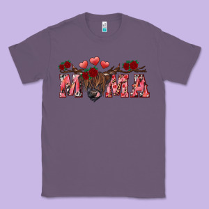 Valentine's Day Mama Black Highland Cow Classic Tee Designed By Ranaportraitstore