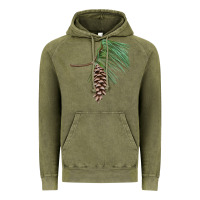 Vintage Olive white pine cone Vintage Hoodie - LillyAllenDesigns