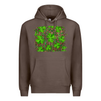 Coffee st patrick's day shamrock and leopard distressed background Premium Hoodie - RanaPortraitStore