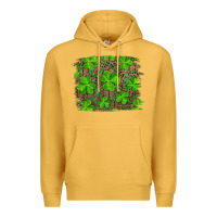 Mustard st patrick's day shamrock and leopard distressed background Premium Hoodie - RanaPortraitStore
