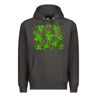 Smoke st patrick's day shamrock and leopard distressed background Premium Hoodie - RanaPortraitStore